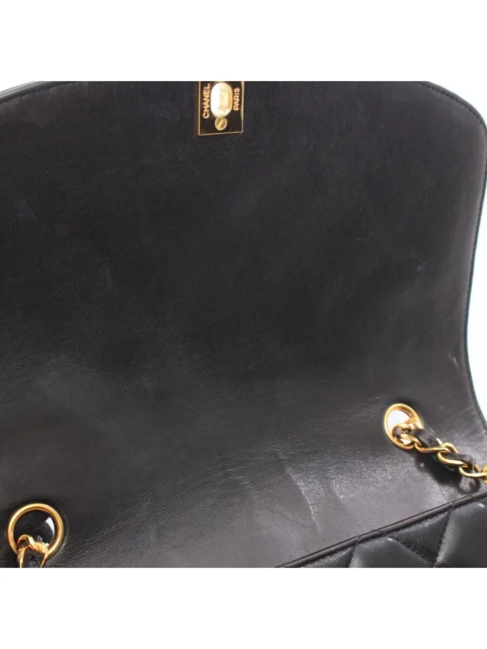 Chanel Shoulder Bag Quilted Diana Flap Black Lambskin Chain